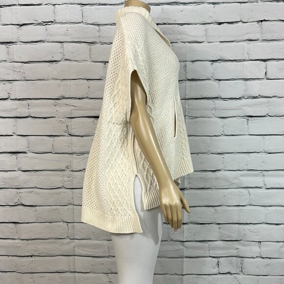Parkhurst Cream Knit Pocho with Kangaroo Pocket and Shawl Collar - Picture 5 of 11